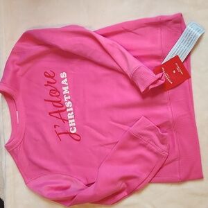 Holiday Christmas, Pink Cozy Soft, "J'adore Christmas" Sweater Youth, Sz 8 (M)